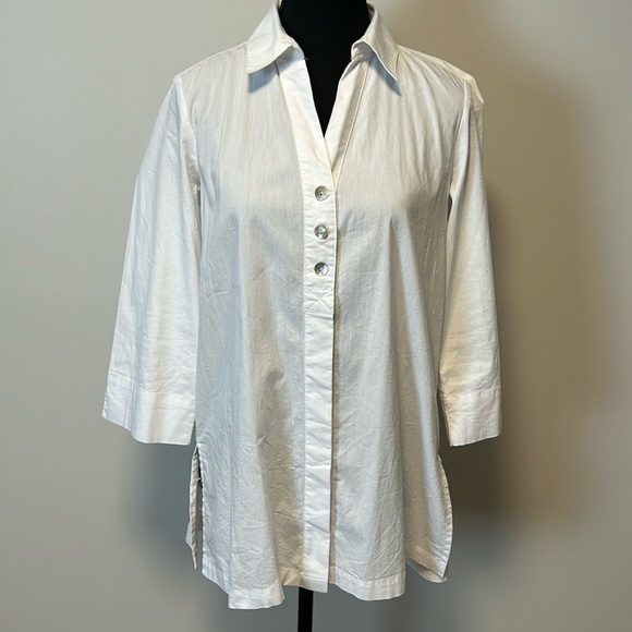 Zac & Rachel White Button-Front Tunic Sz S - Picture 3 of 8